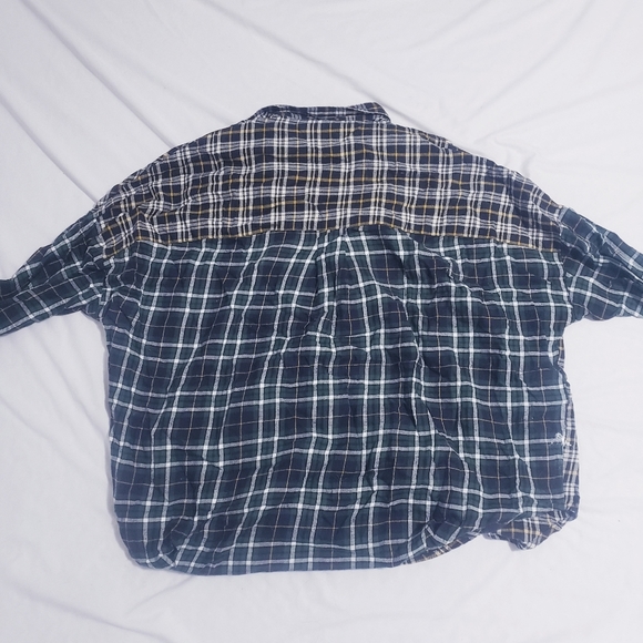 French Connection Plaid Patchwork V-Neck Flannel Blouse - Picture 9 of 14